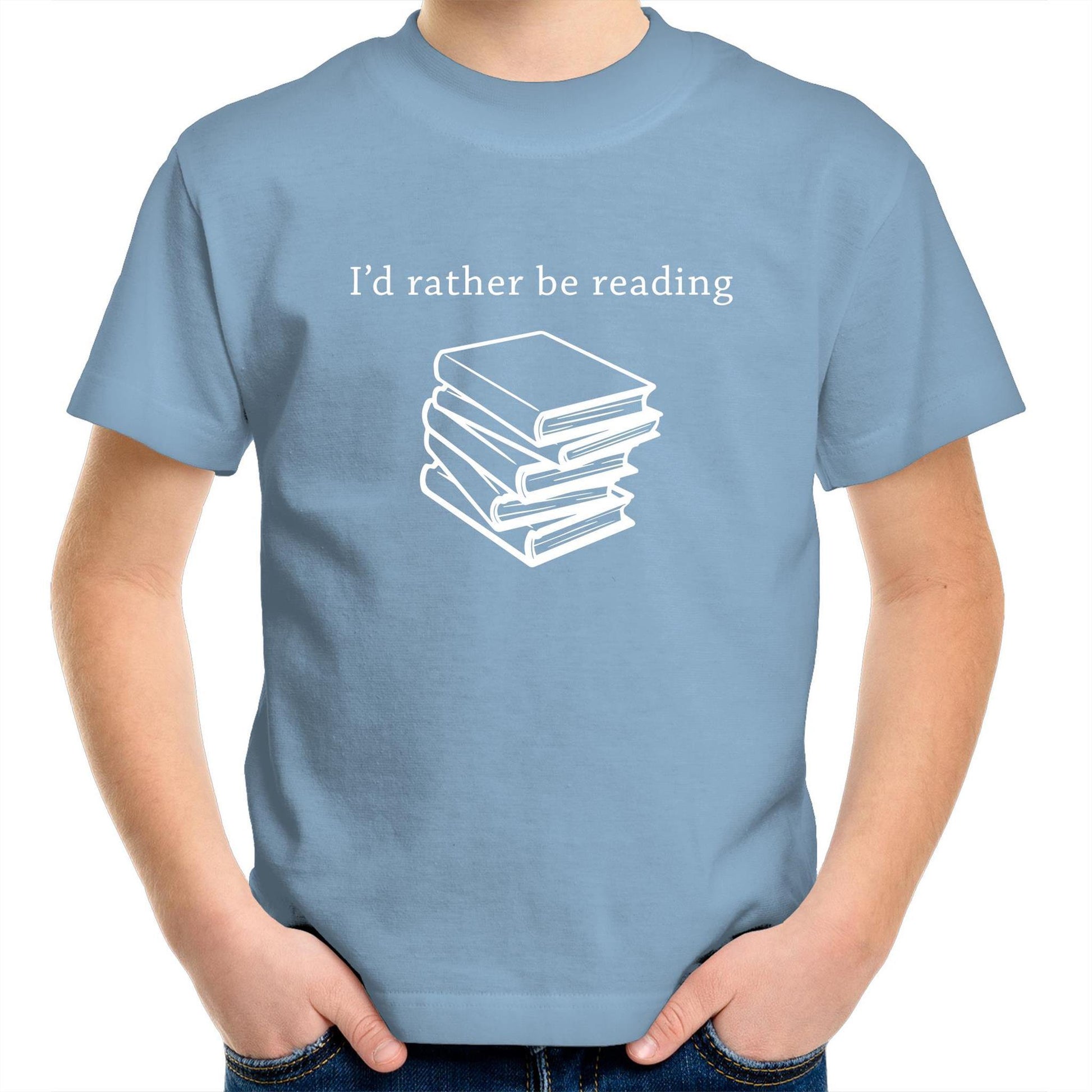 I'd Rather Be Reading - Kids Youth Crew T-Shirt Carolina Blue Kids Youth T-shirt Funny