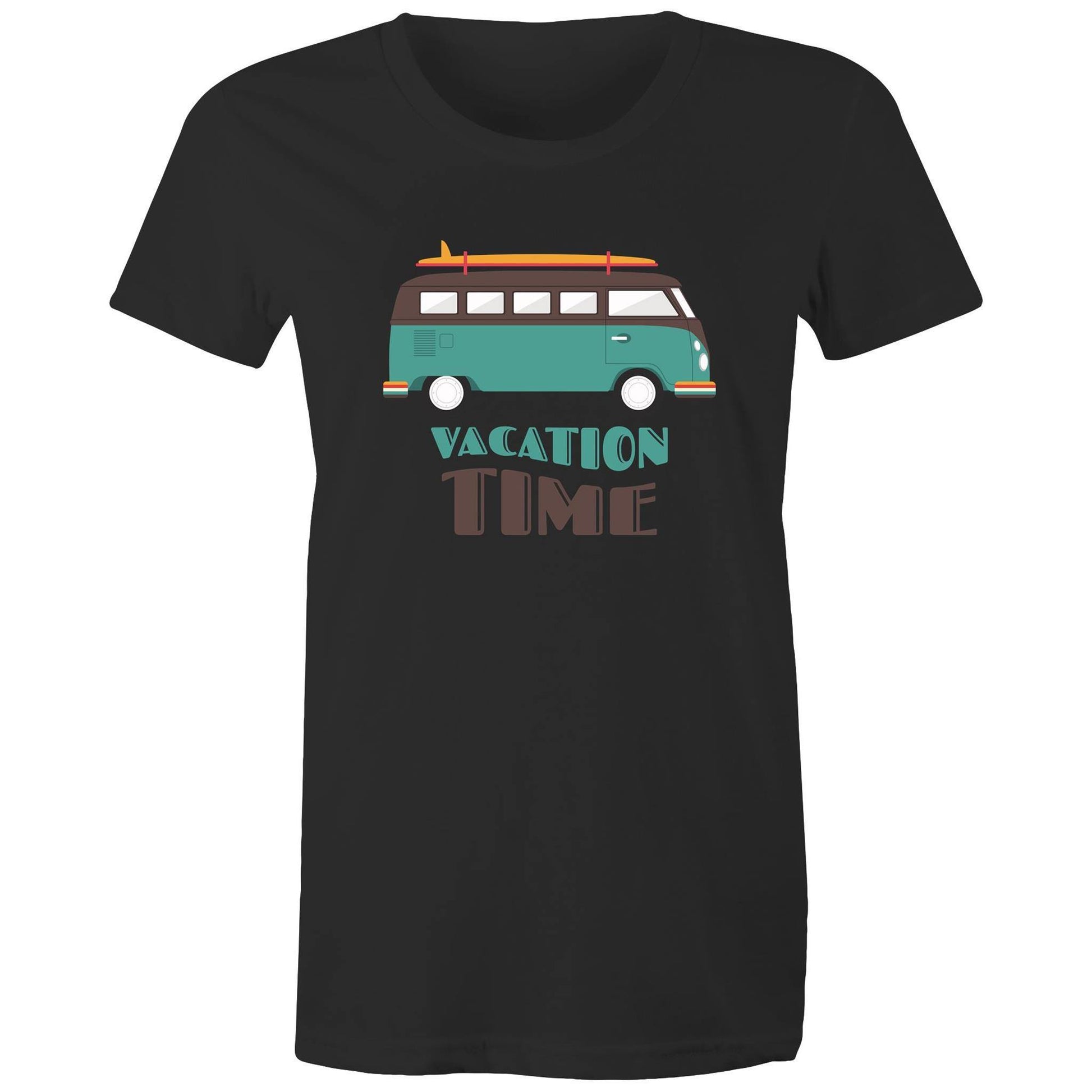 Vacation Time - Women's T-shirt Black Womens T-shirt Retro Summer Womens