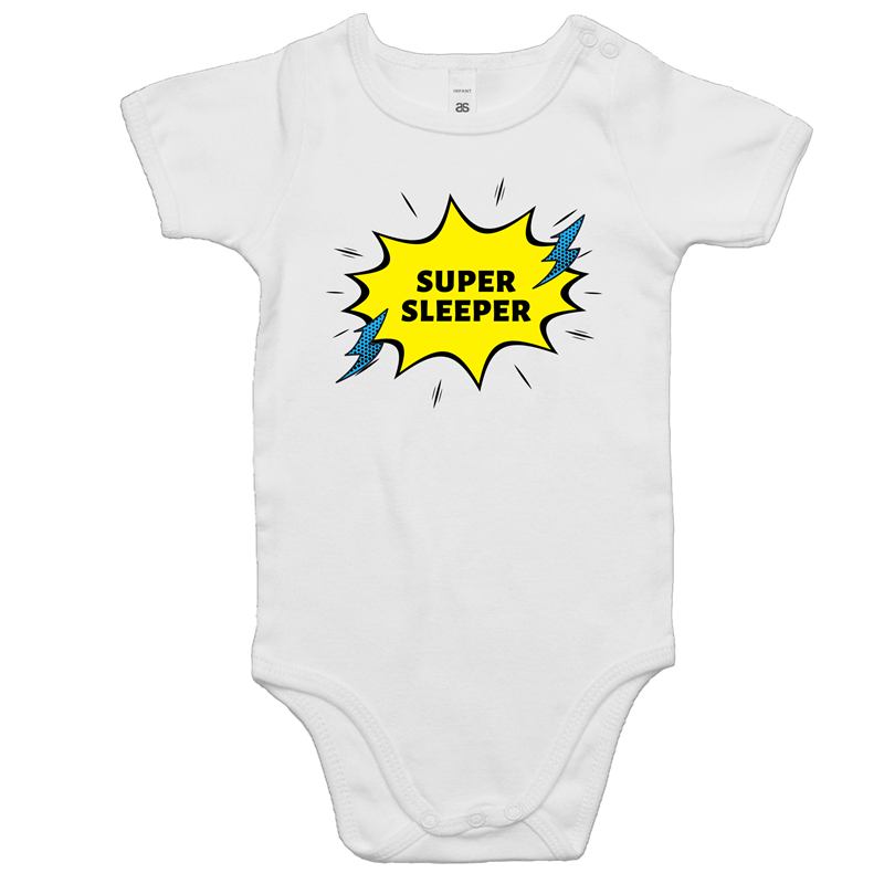 Super Sleeper - Baby Bodysuit White Baby Bodysuit comic kids Retro