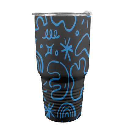 Blue Squiggle - 30oz Insulated Stainless Steel Mobile Tumbler 30oz Insulated Stainless Steel Mobile Tumbler Printed Offshore