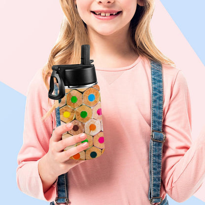 Pencils - Kids Water Bottle with Straw Lid (12 oz) Kids Water Bottle with Straw Lid Printed Offshore