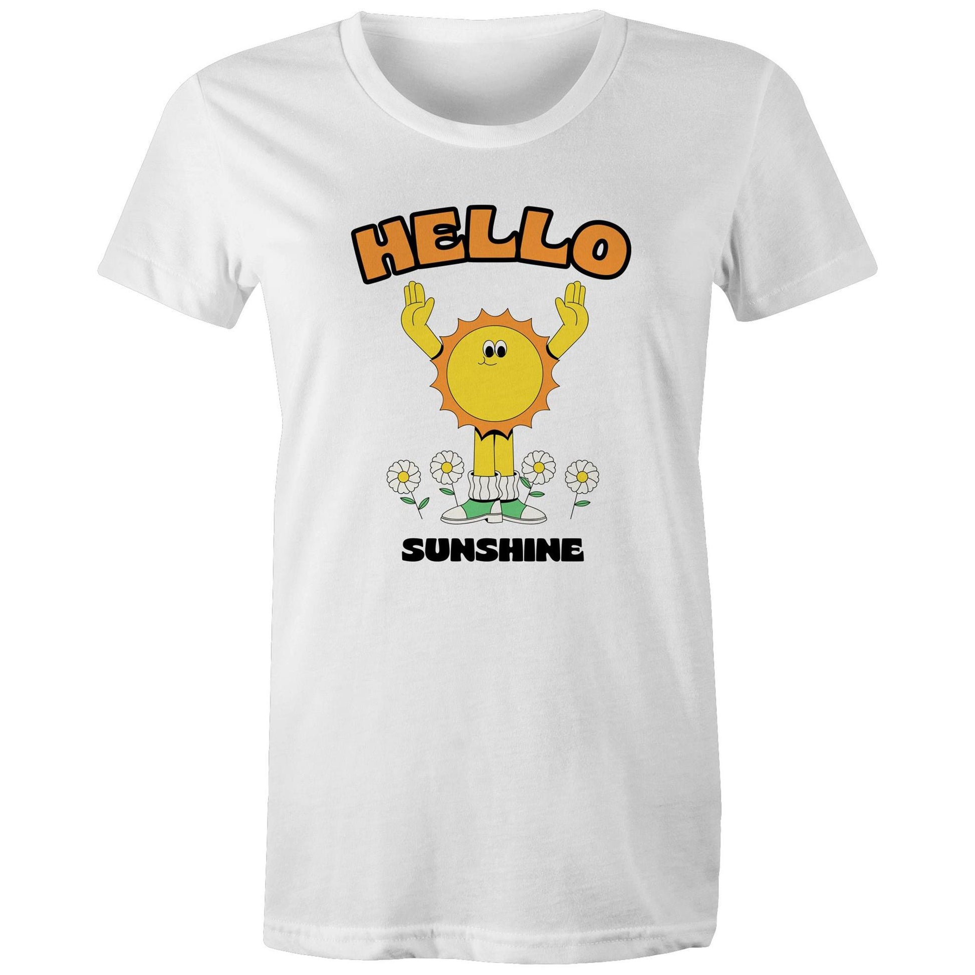 Hello Sunshine - Womens T-shirt White Womens T-shirt Retro Summer