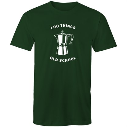 Old School - Mens T-Shirt Forest Green Mens T-shirt Coffee Funny Mens