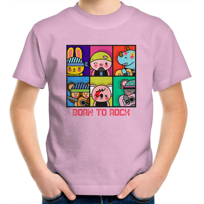 Born To Rock - Kids Youth Crew T-Shirt Pink Kids Youth T-shirt Music