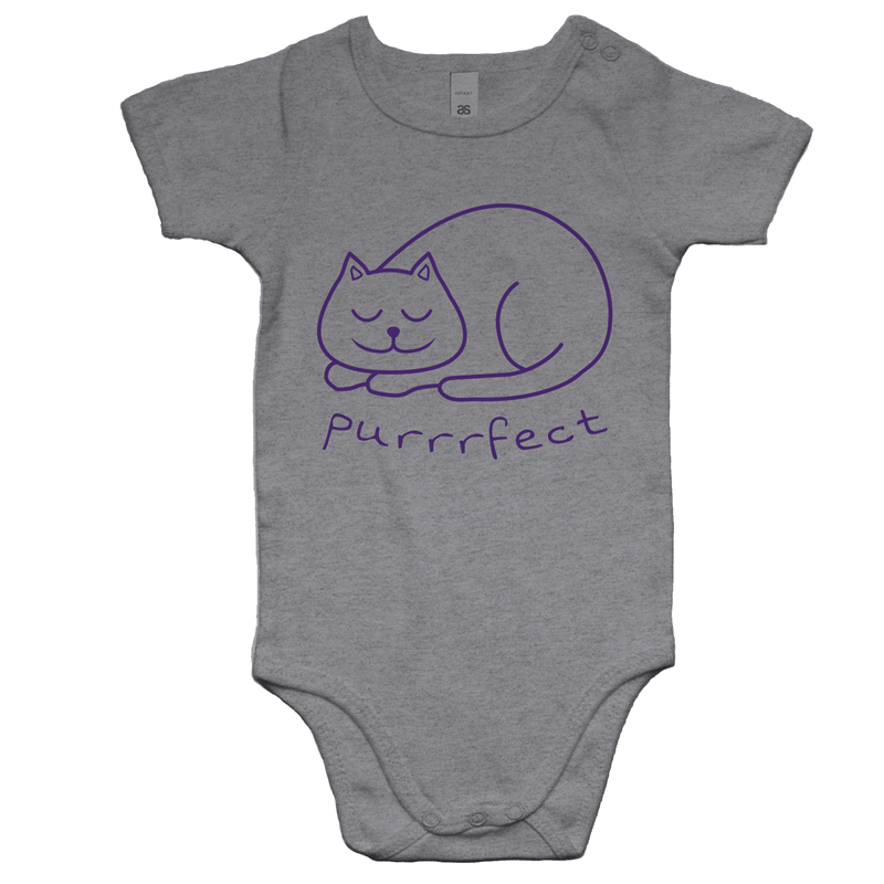 Purrrfect - Baby Bodysuit Grey Marle Baby Bodysuit animal kids