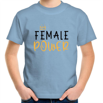 Female Power - Kids Youth Crew T-Shirt Carolina Blue Kids Youth T-shirt