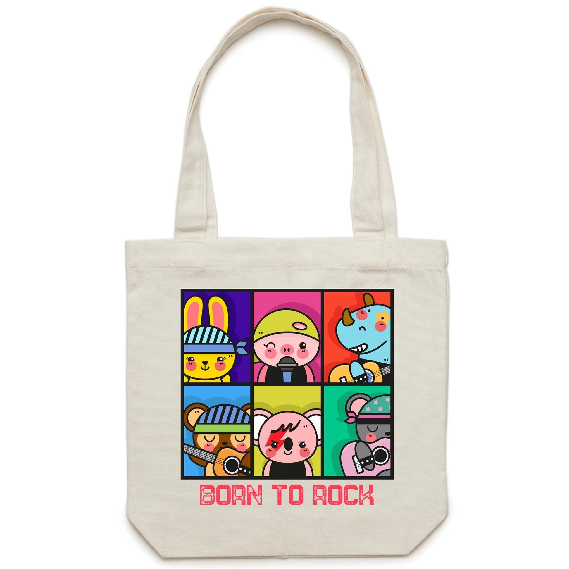 Born To Rock - Canvas Tote Bag Cream One Size Tote Bag Music