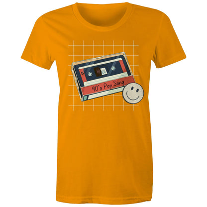90's Pop Song - Womens T-shirt Orange Womens T-shirt Music Retro