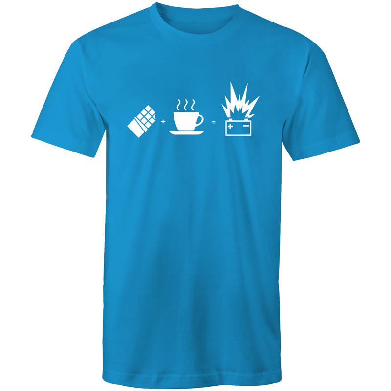 Chocolate + Coffee = Energy - Mens T-Shirt Arctic Blue Mens T-shirt Coffee Funny Mens