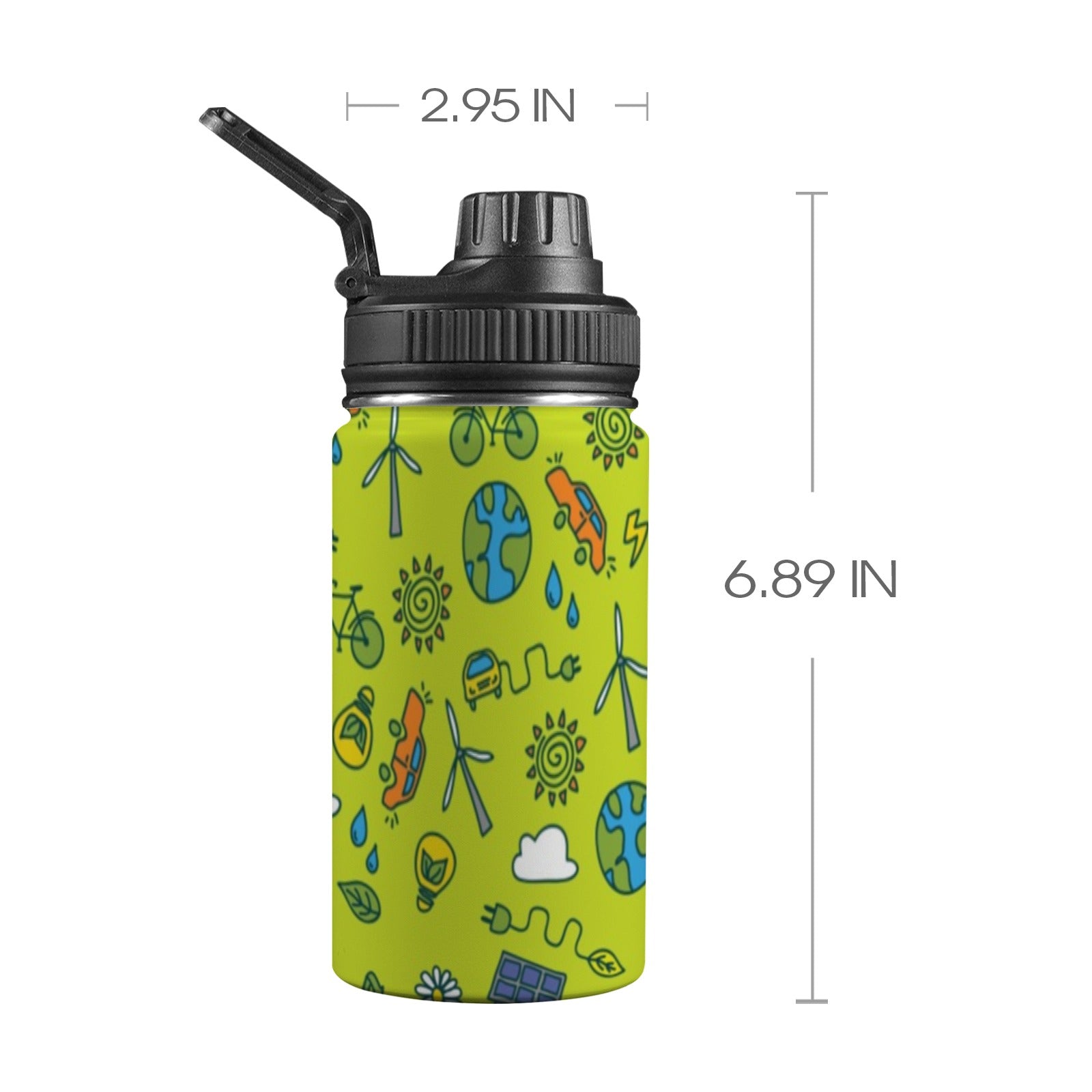 Go Green - Kids Water Bottle with Chug Lid (12 oz) Kids Water Bottle with Chug Lid Environment