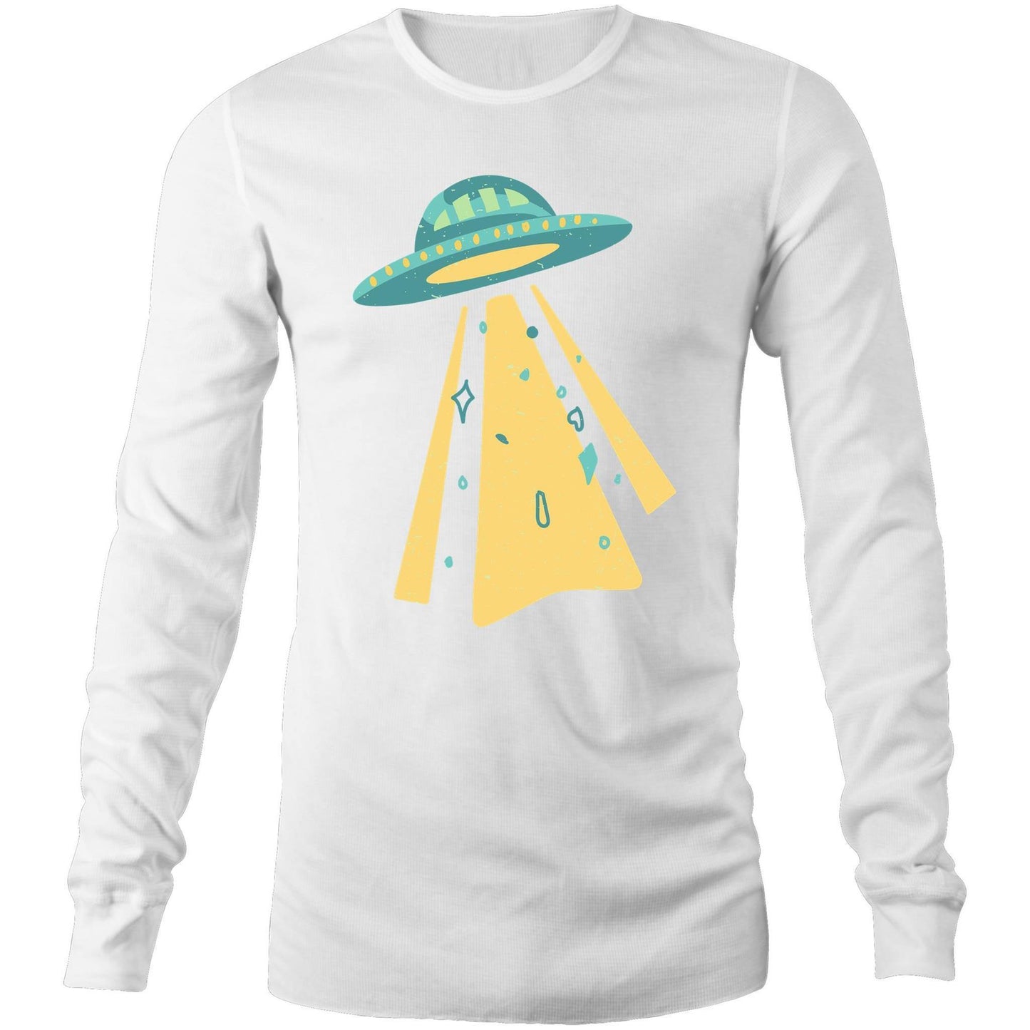 UFO - Long Sleeve T-Shirt White Unisex Long Sleeve T-shirt Mens Retro Sci Fi Space Womens
