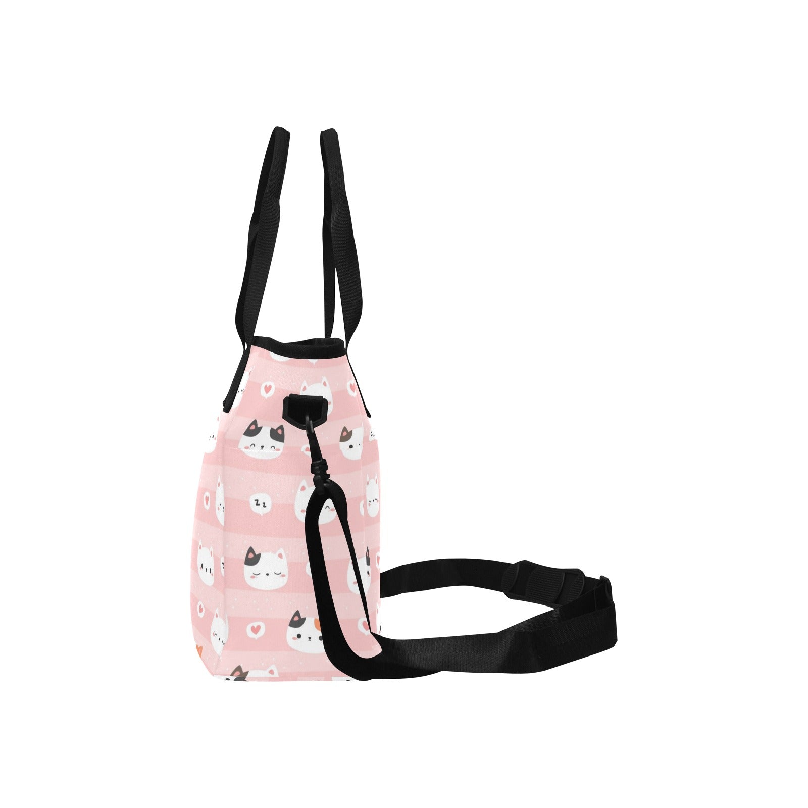 Pink Cats - Tote Bag with Shoulder Strap Nylon Tote Bag