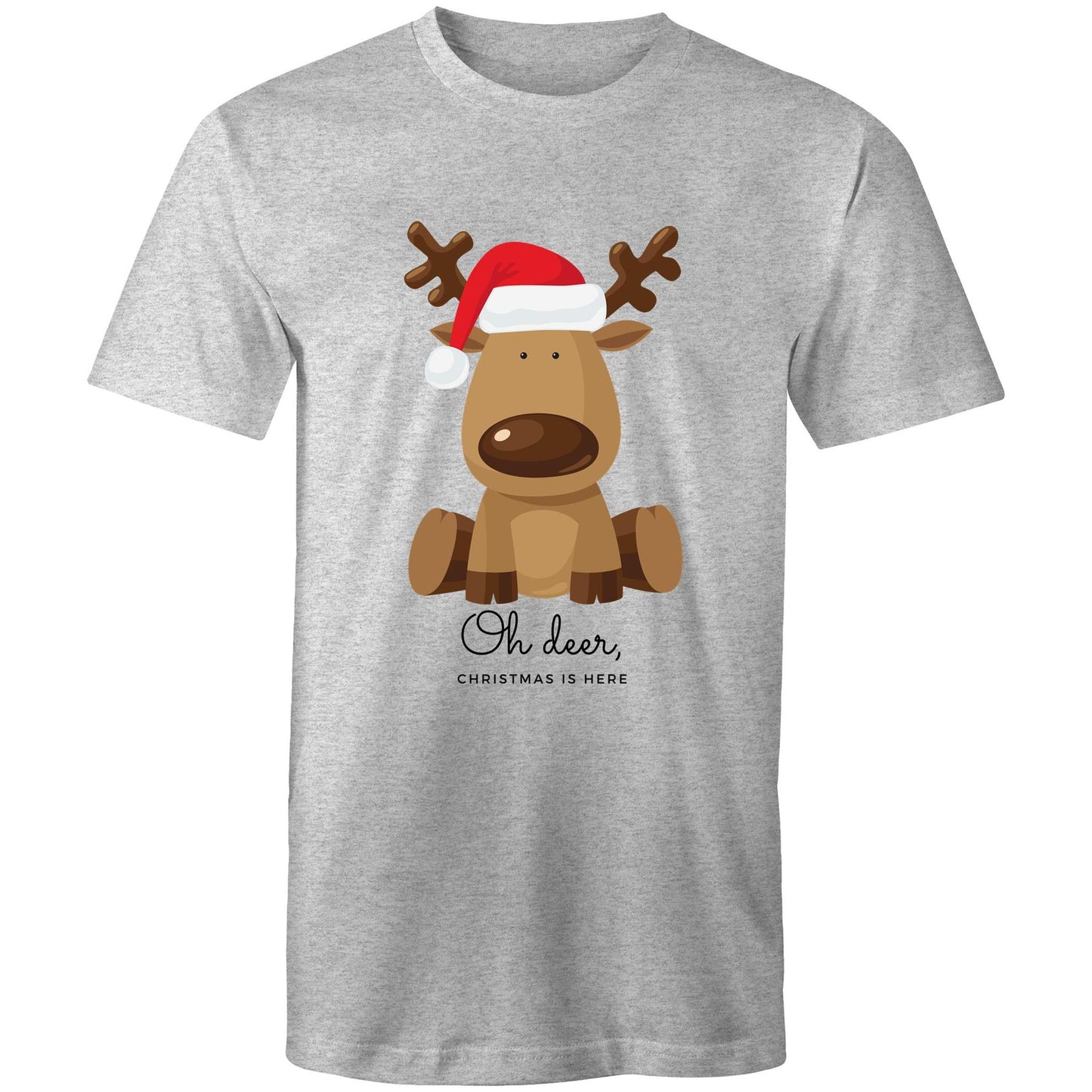 Oh Deer, Christmas Is Here - Mens T-Shirt Grey Marle Christmas Mens T-shirt Merry Christmas