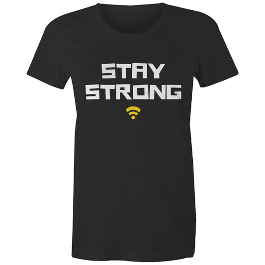 Stay Strong - Womens T-shirt Black Womens T-shirt Motivation Tech