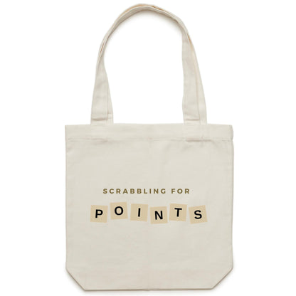 Scrabbling For Points - Canvas Tote Bag Cream One Size Tote Bag Games