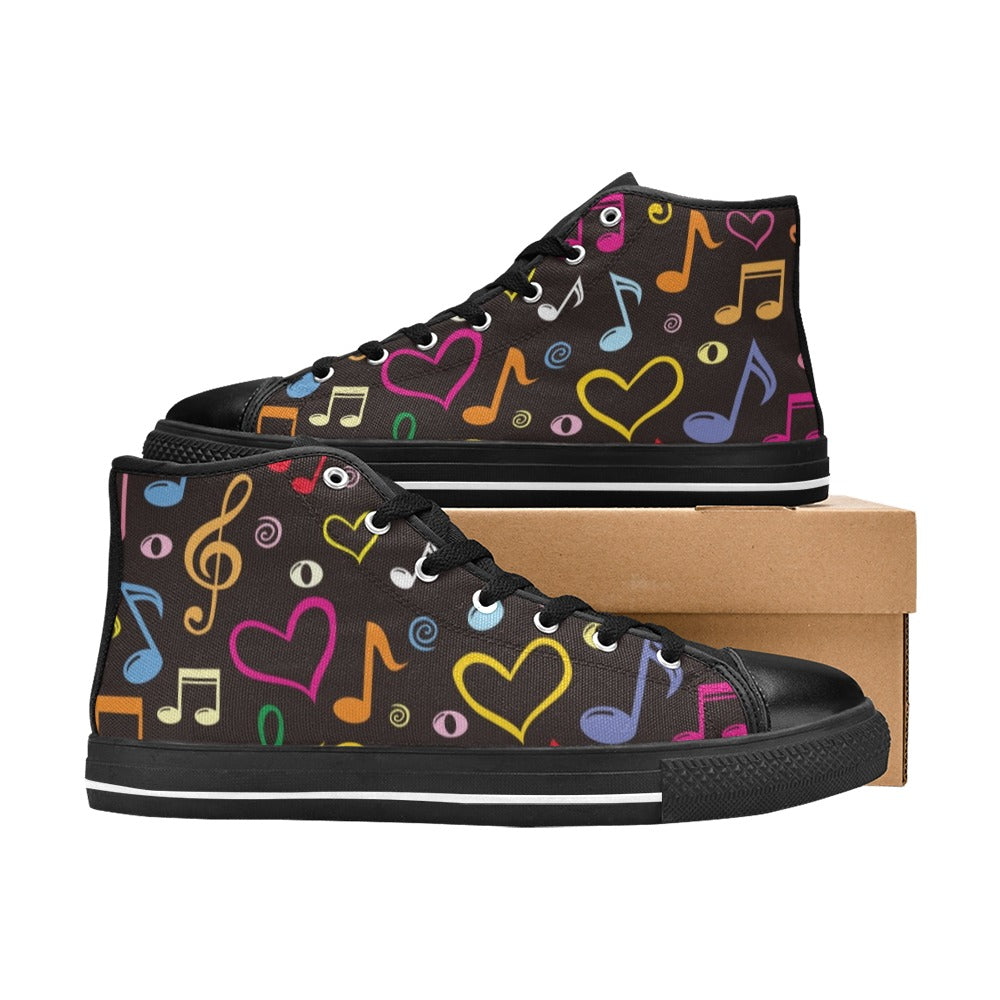 Musical Notes - High Top Canvas Shoes for Kids Kids High Top Canvas Shoes