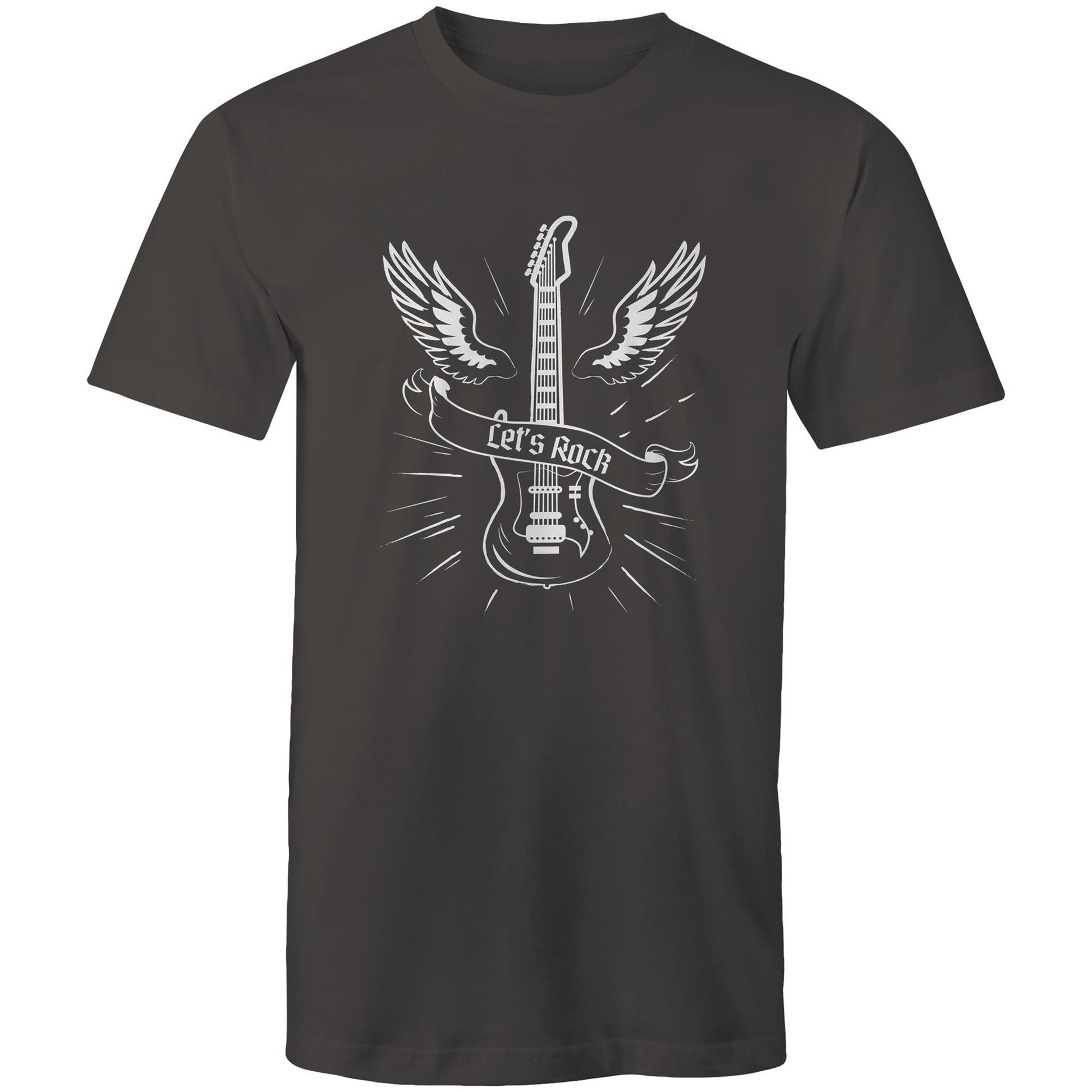 Let's Rock - Mens T-Shirt Charcoal Mens T-shirt Music