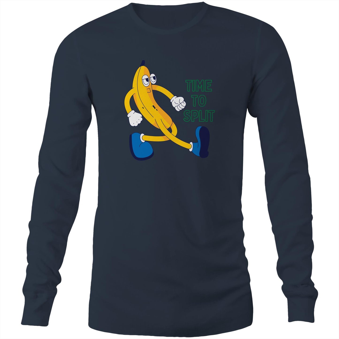 Banana, Time To Split - Long Sleeve T-shirt Navy Unisex Long Sleeve T-shirt Funny