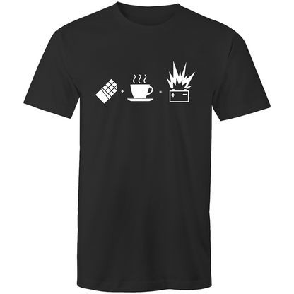 Chocolate + Coffee = Energy - Mens T-Shirt Black Mens T-shirt Coffee Funny Mens