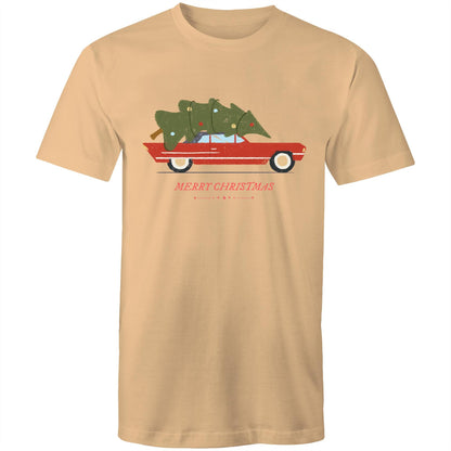 Christmas Tree Car - Mens T-Shirt Tan Christmas Mens T-shirt Merry Christmas