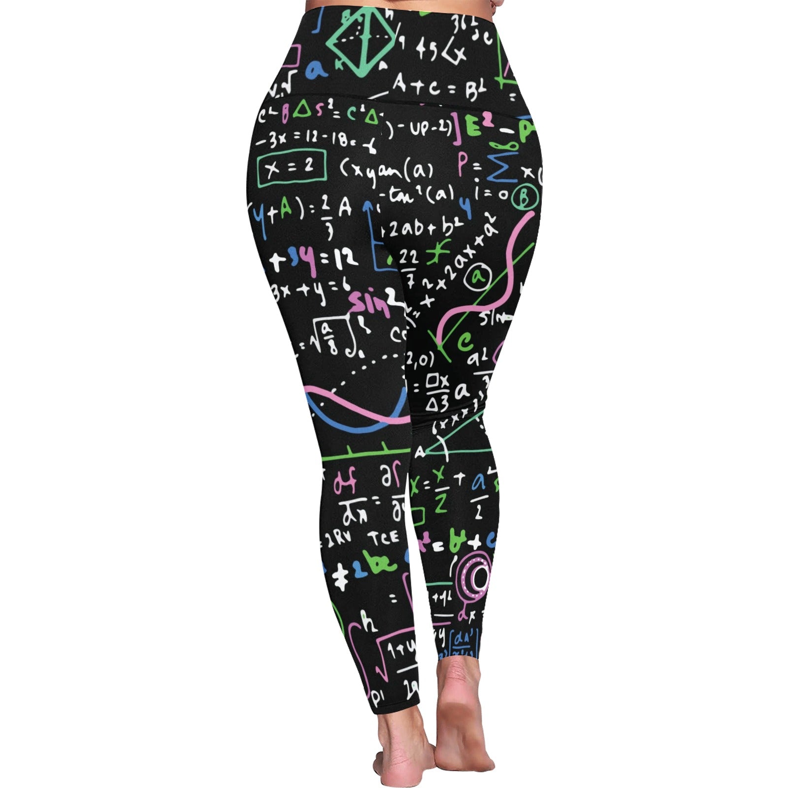 Equations In Green And Pink - Women's Plus Size High Waist Leggings Women's Plus Size High Waist Leggings Maths Printed Offshore Science