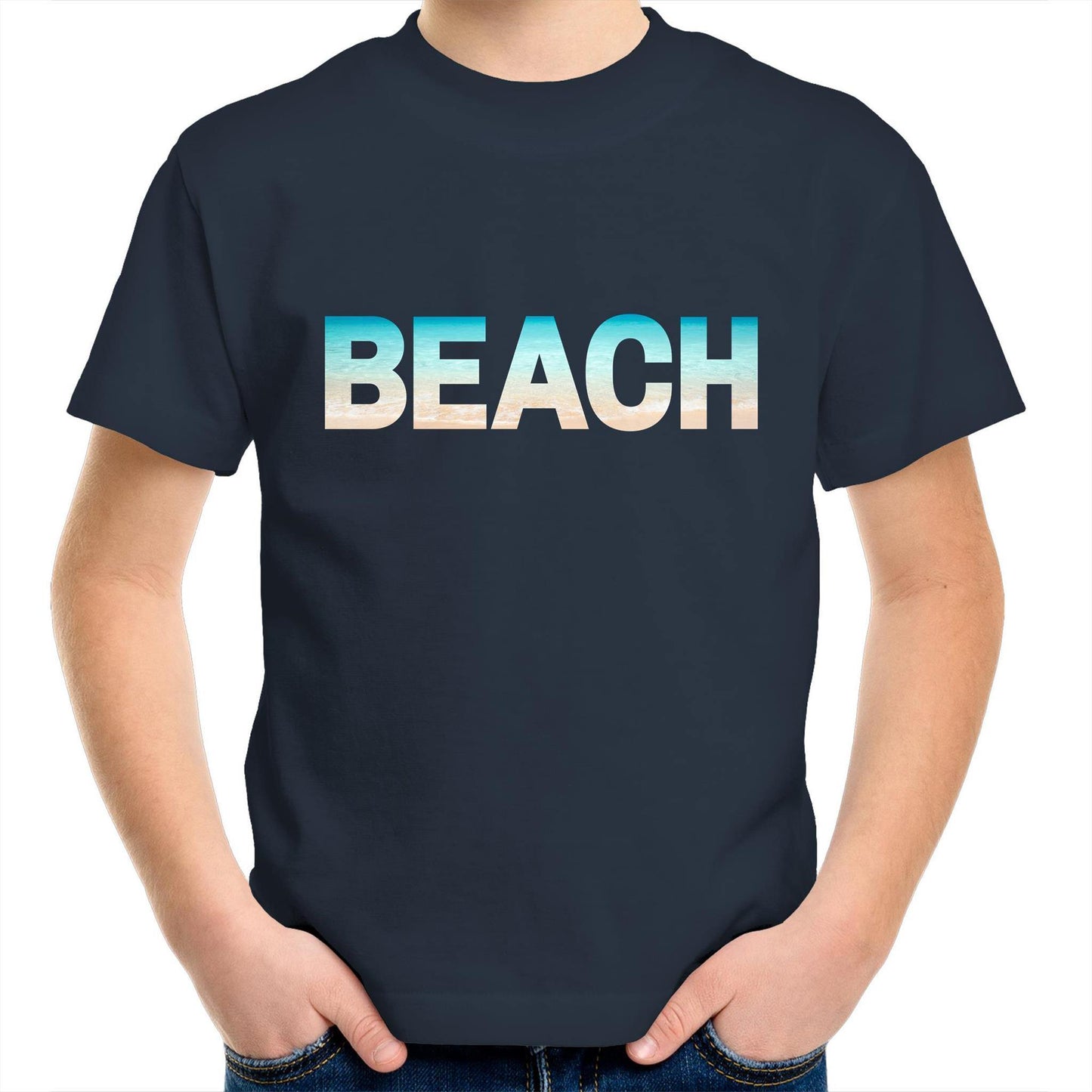 Beach - Kids Youth Crew T-Shirt Navy Kids Youth T-shirt Summer
