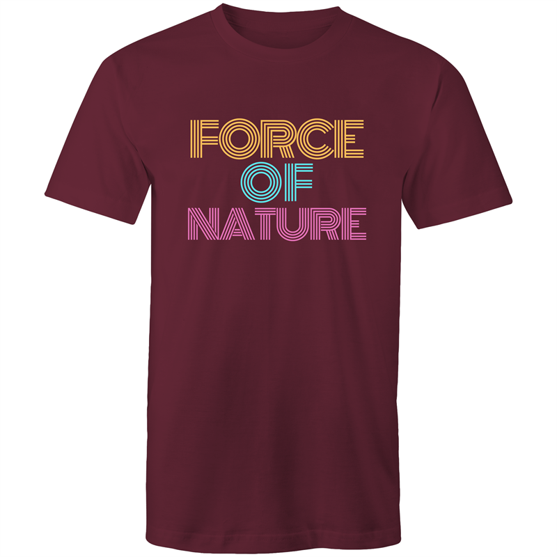 Force Of Nature - Short Sleeve T-shirt Burgundy Fitness T-shirt Fitness Mens Womens
