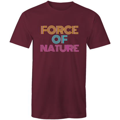 Force Of Nature - Short Sleeve T-shirt Burgundy Fitness T-shirt Fitness Mens Womens