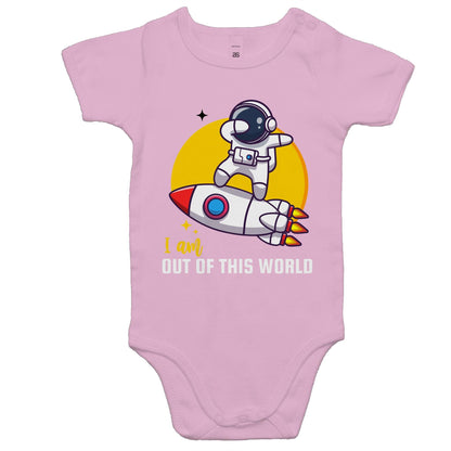 I Am Out Of This World - Baby Bodysuit Pink Baby Bodysuit Space