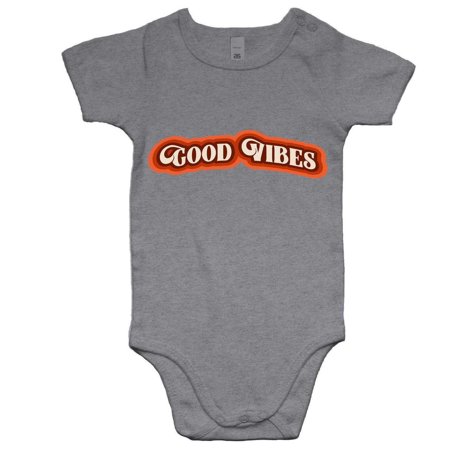 Good Vibes - Baby Bodysuit Grey Marle Baby Bodysuit kids Retro
