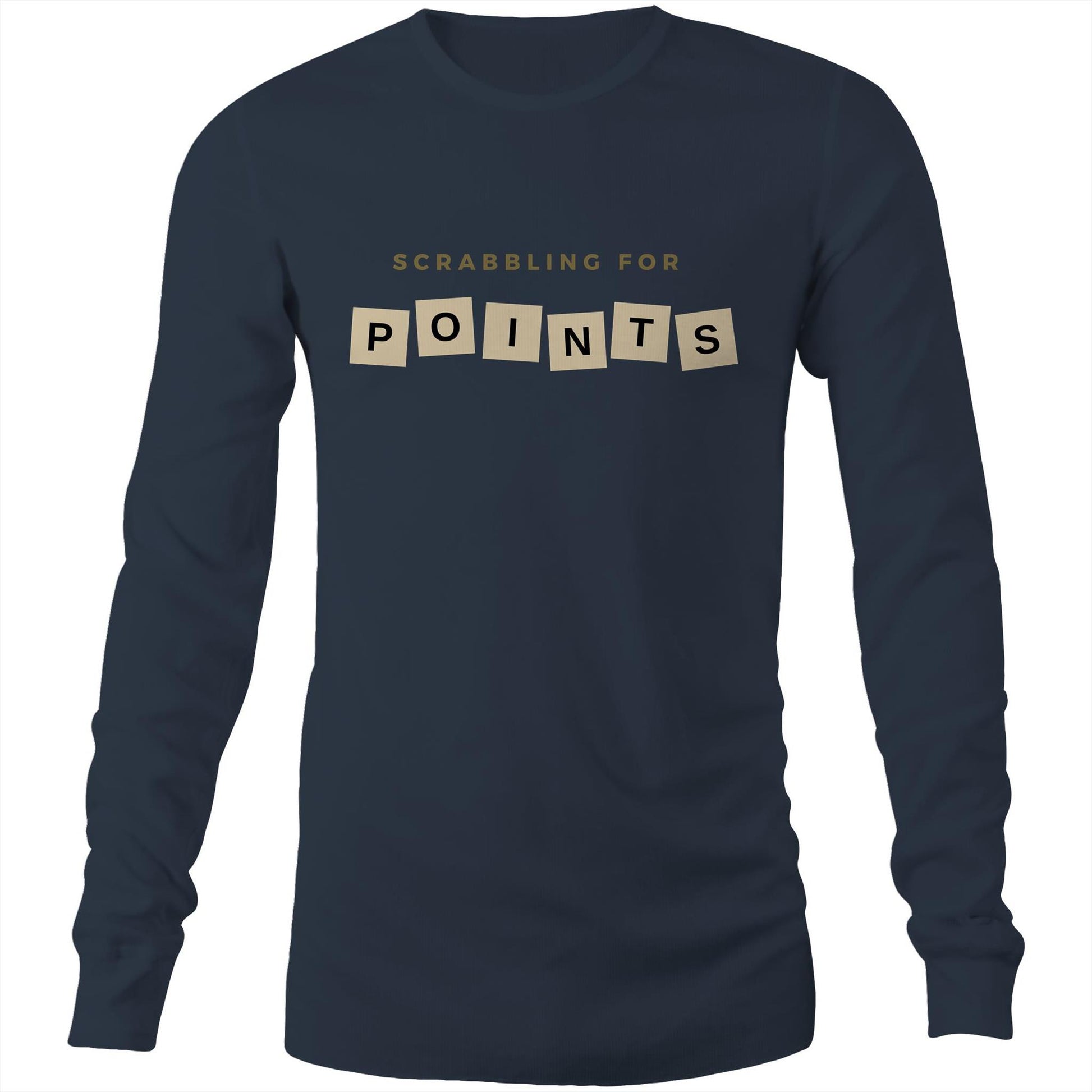 Scrabbling For Points - Long Sleeve T-Shirt Navy Unisex Long Sleeve T-shirt Games