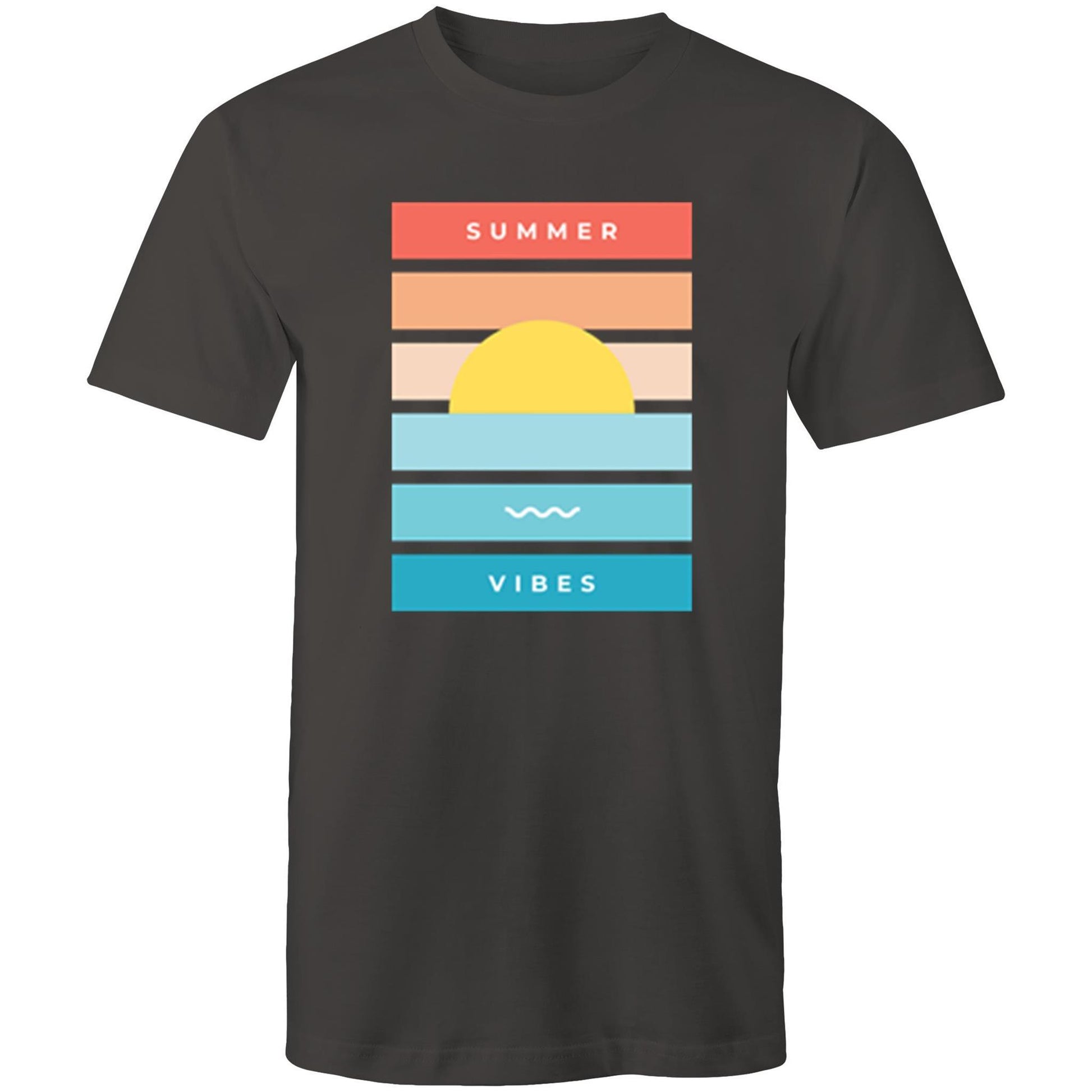 Summer Vibes - Mens T-Shirt Charcoal Mens T-shirt Mens Retro Summer