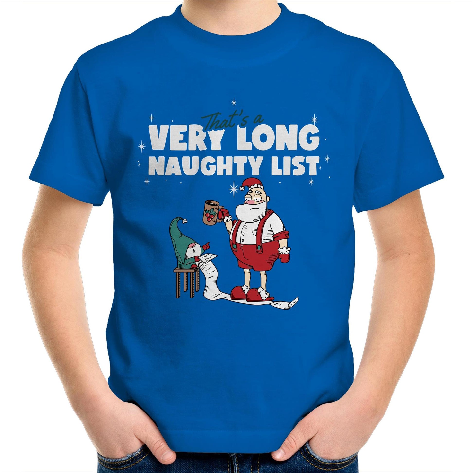 Santa's Naughty List - Kids Youth Crew T-Shirt Bright Royal Christmas Kids T-shirt Merry Christmas