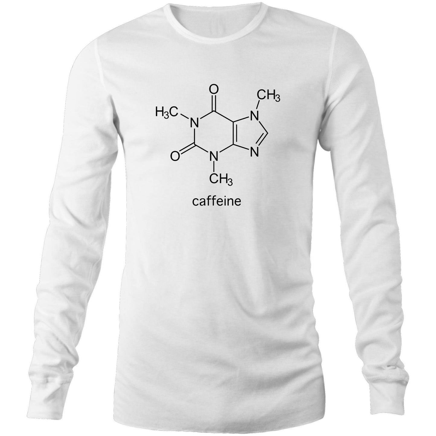 Caffeine Molecule - Long Sleeve T-Shirt White Unisex Long Sleeve T-shirt Coffee Mens Science Womens