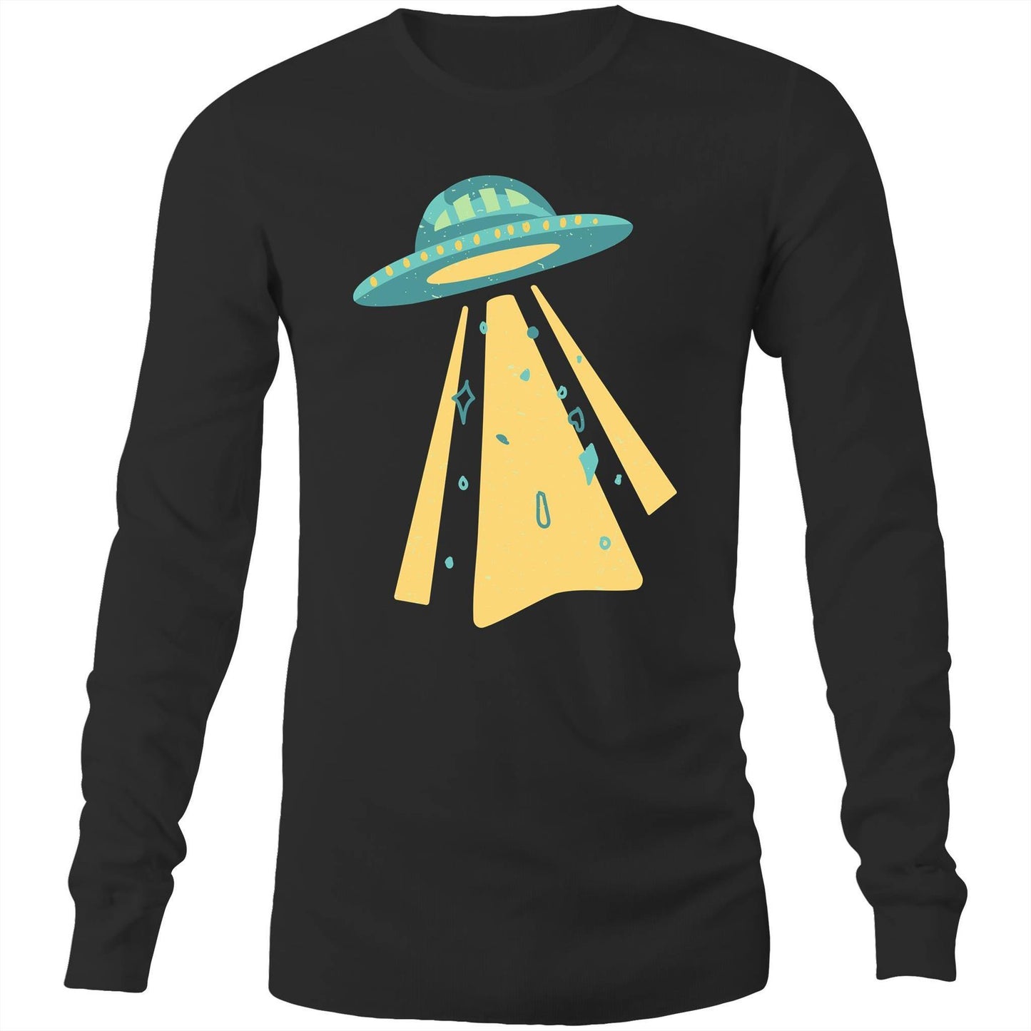 UFO - Long Sleeve T-Shirt Black Unisex Long Sleeve T-shirt Mens Retro Sci Fi Space Womens