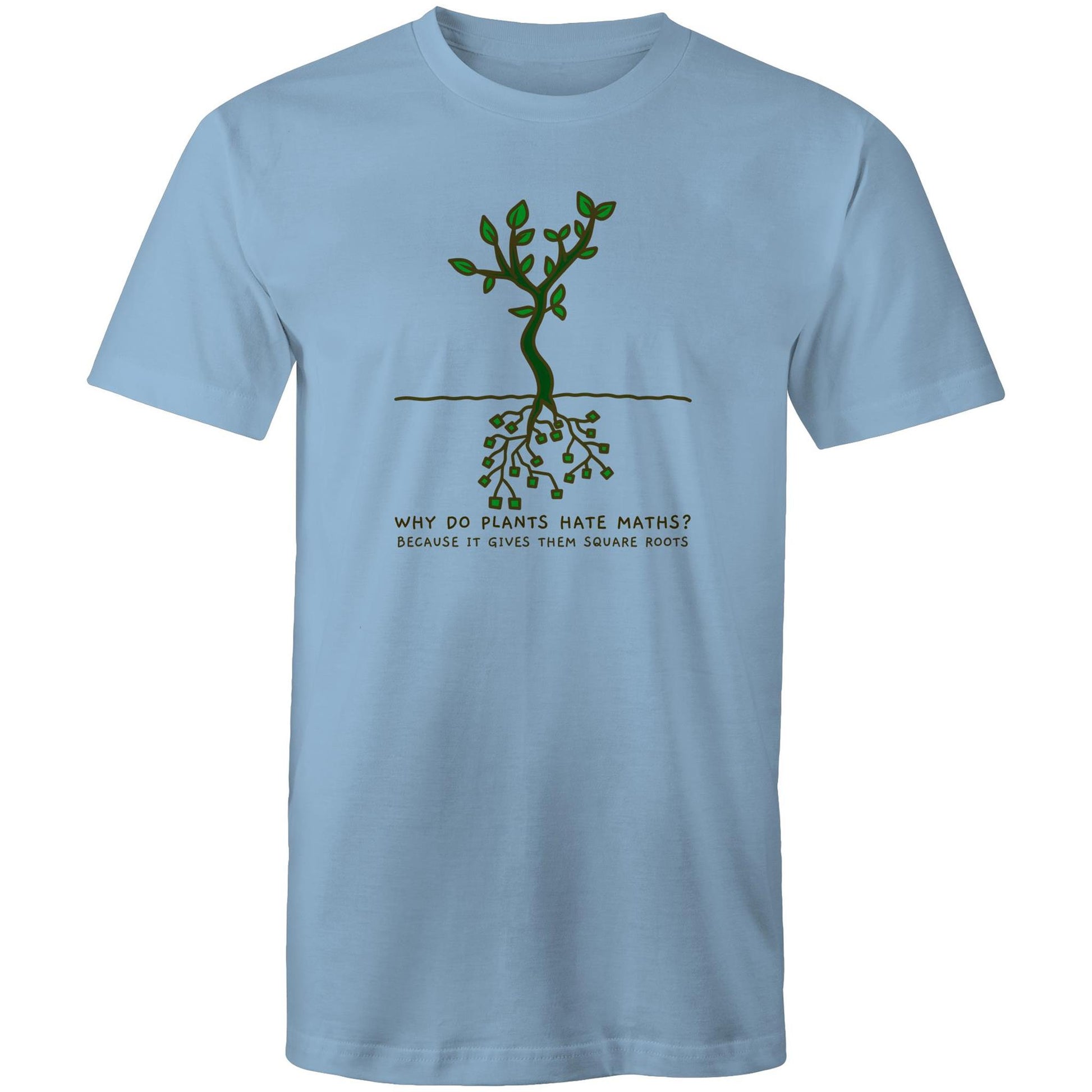 Square Roots - Mens T-Shirt Carolina Blue Mens T-shirt Maths Plants Science