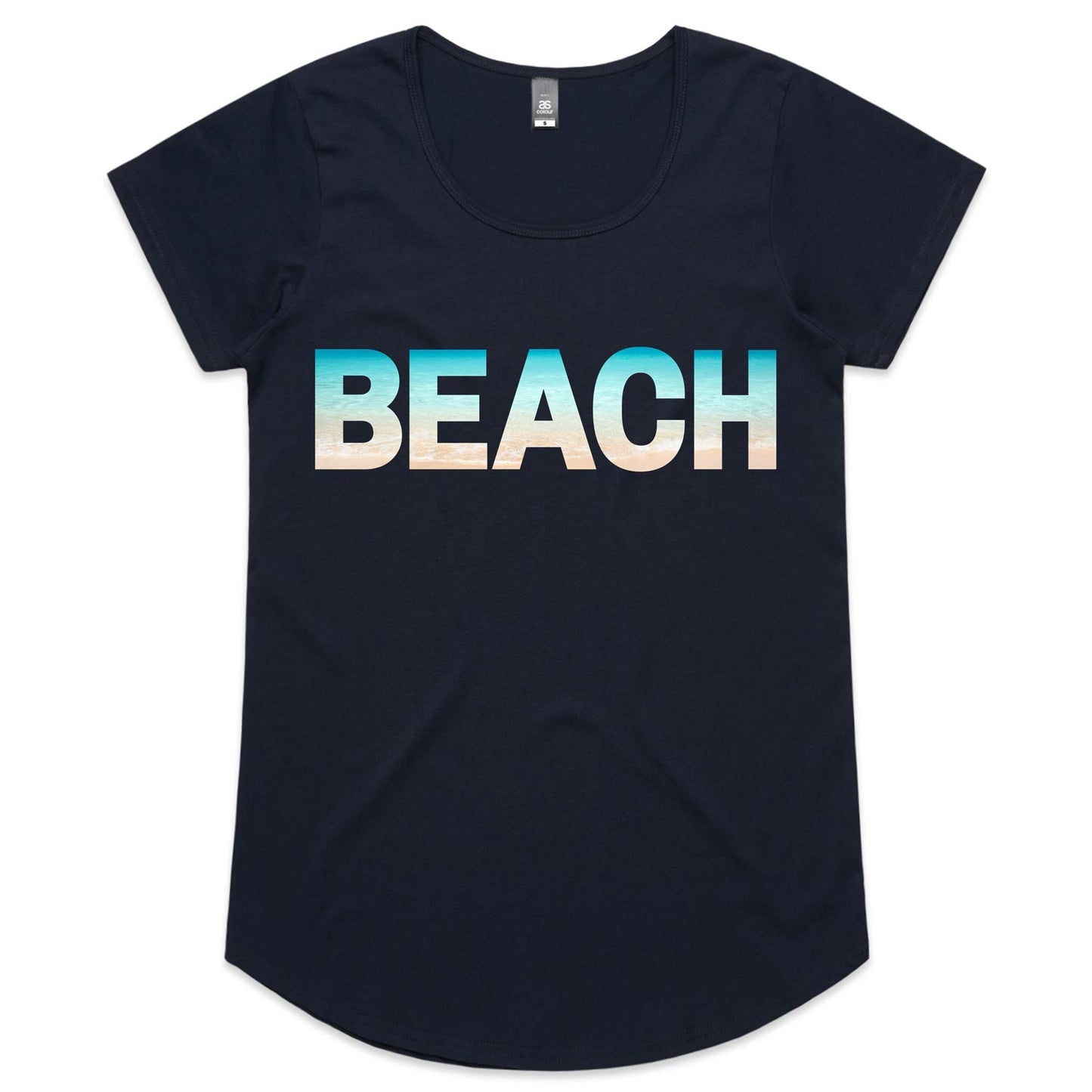 Beach - Womens Scoop Neck T-Shirt Navy Womens Scoop Neck T-shirt Summer Womens