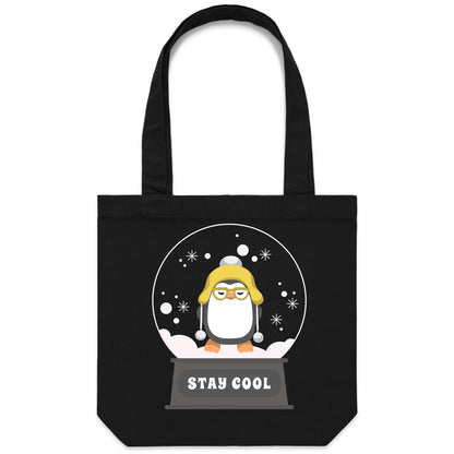 Stay Cool - Canvas Tote Bag Black One Size Christmas Tote Bag Merry Christmas