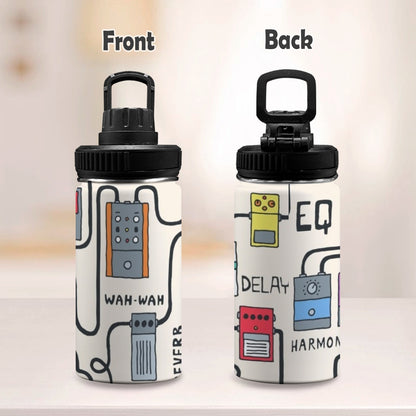 Guitar Pedals - Kids Water Bottle with Chug Lid (12 oz) Kids Water Bottle with Chug Lid