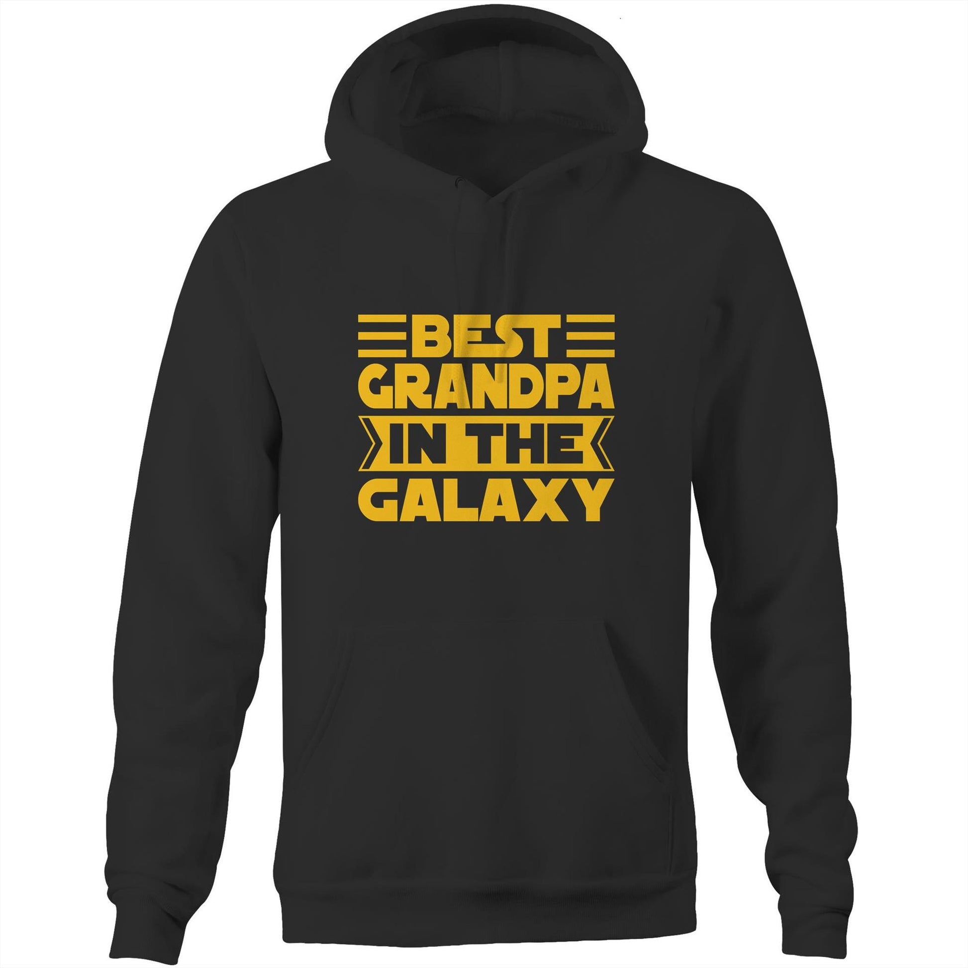 Best Grandpa In The Galaxy - Pocket Hoodie Sweatshirt Black Hoodie Dad