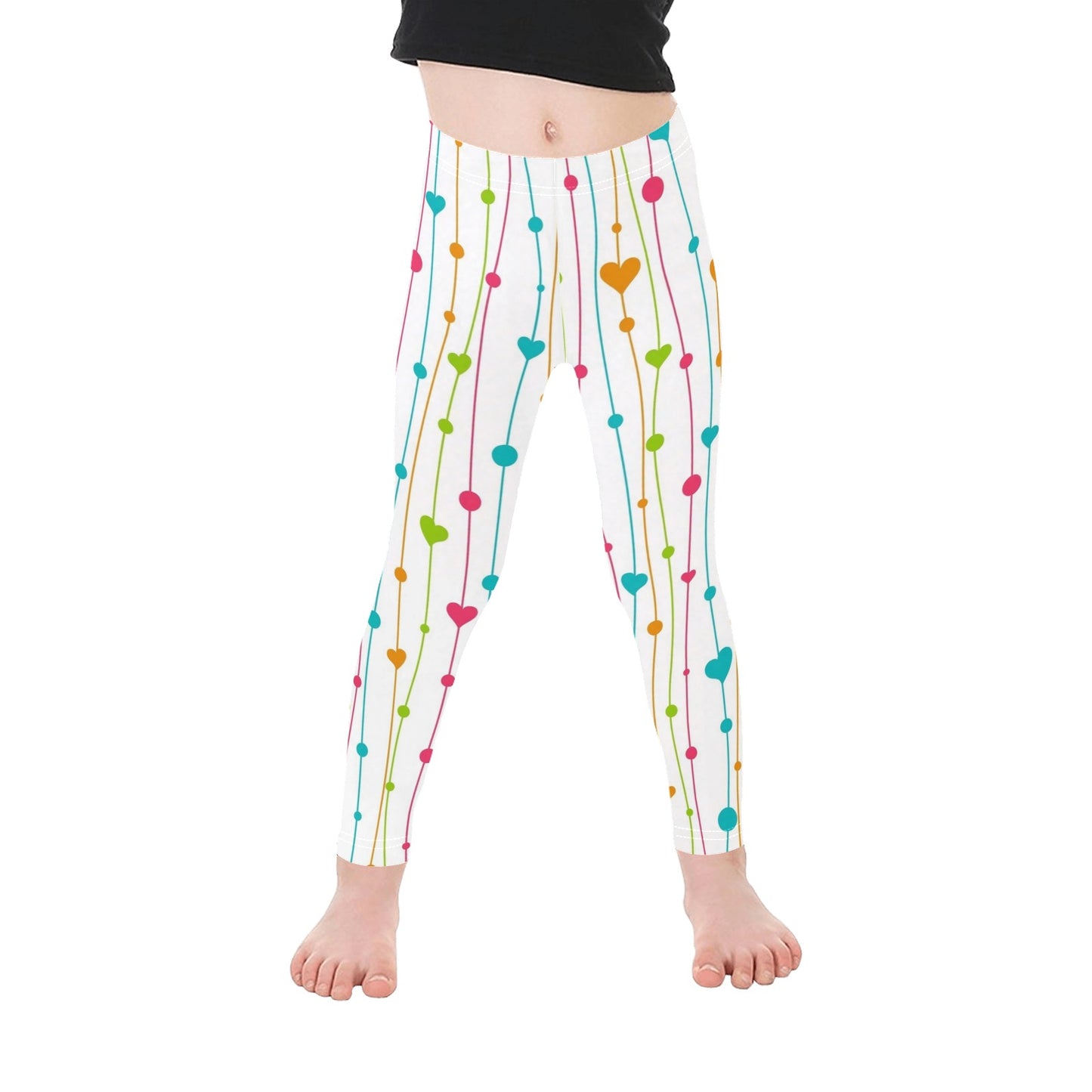 Heart Lines - Kid's Ankle Length Leggings Kids Leggings Printed Offshore