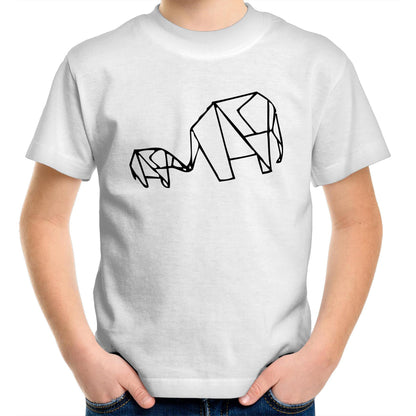 Origami Elephant - Kids Youth Crew T-Shirt White Kids Youth T-shirt animal