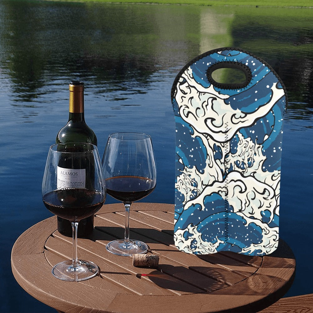 Waves - 2-Bottle Neoprene Wine Bag 2 Bottle Wine Bag Printed Offshore