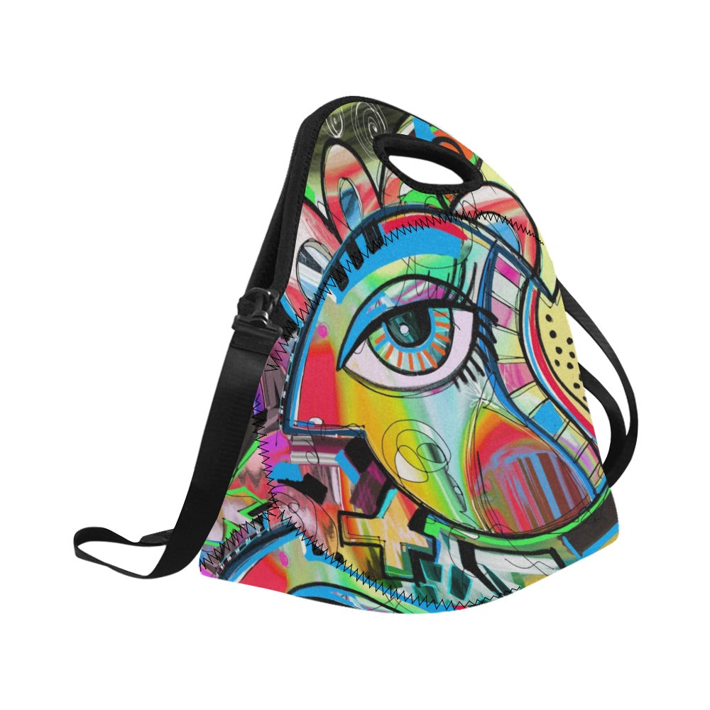 Graffiti Bird - Neoprene Lunch Bag/Large Neoprene Lunch Bag/Large animal