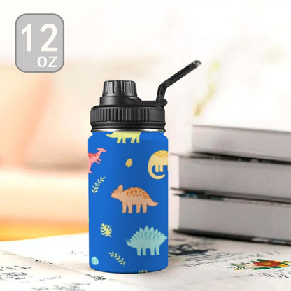 Dinosaur Pattern Blue - Kids Water Bottle with Chug Lid (12 oz) Kids Water Bottle with Chug Lid animal