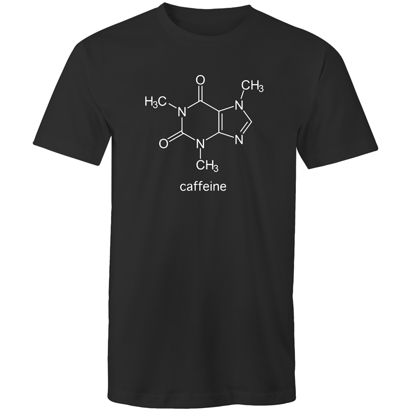 Caffeine Molecule - Mens T-Shirt Black Mens T-shirt Coffee Mens Science