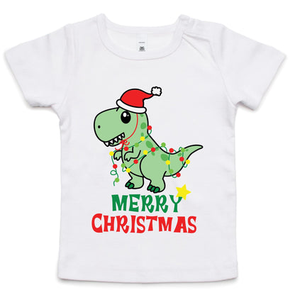 Christmas Dinosaur - Baby T-shirt White Christmas Baby T-shirt Merry Christmas