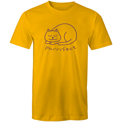 Purrrfect - Mens T-Shirt Gold Mens T-shirt animal Mens