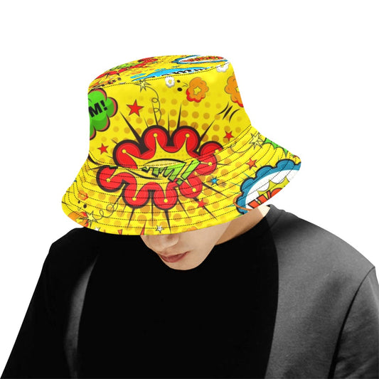 Comic Book Yellow - Bucket Hat for Men All Over Print Bucket Hat for Men comic