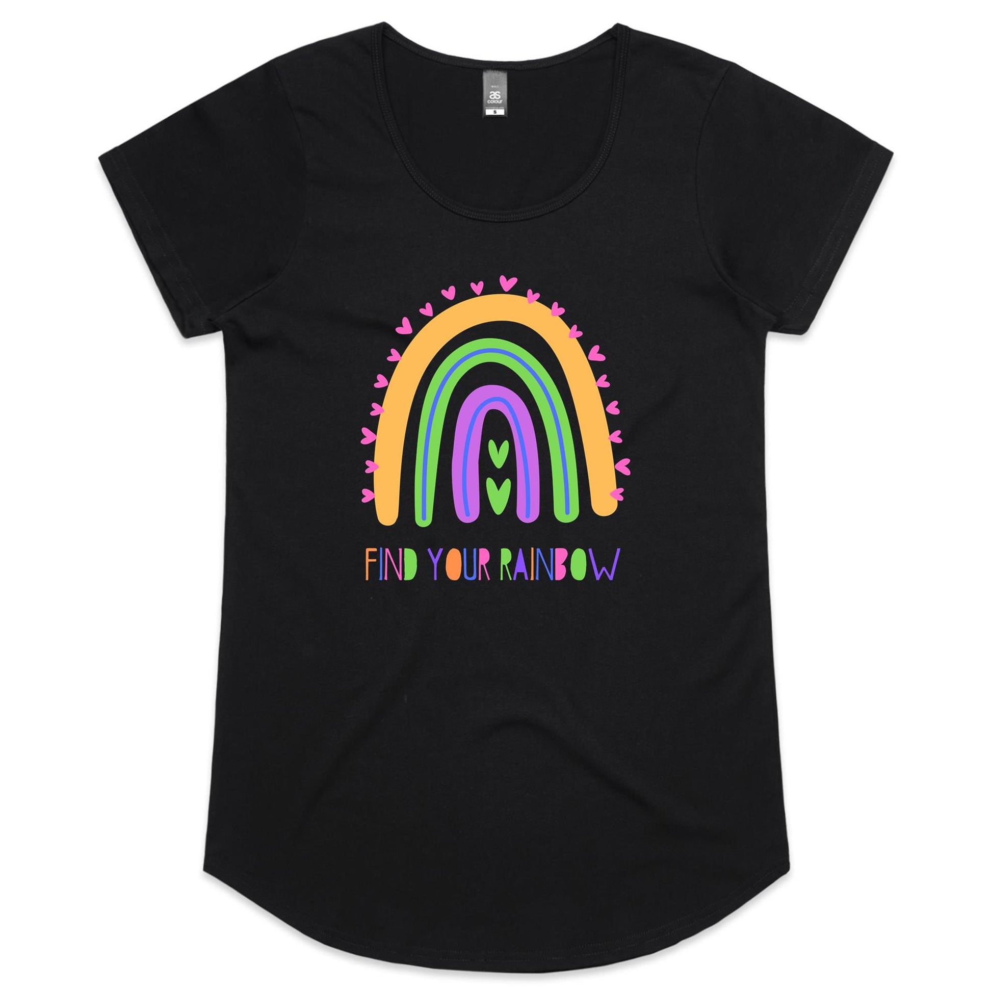 Find Your Rainbow - Womens Scoop Neck T-Shirt Black Womens Scoop Neck T-shirt Womens